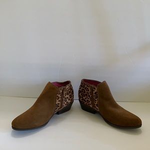 Sam Edelman brown booties boots shoes 6.5 M New no box leather Animal Print